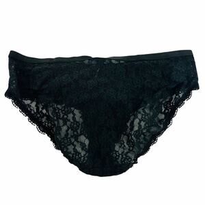 Victoria's Secret Black Allover Lace Brief Panty Womens Size Large